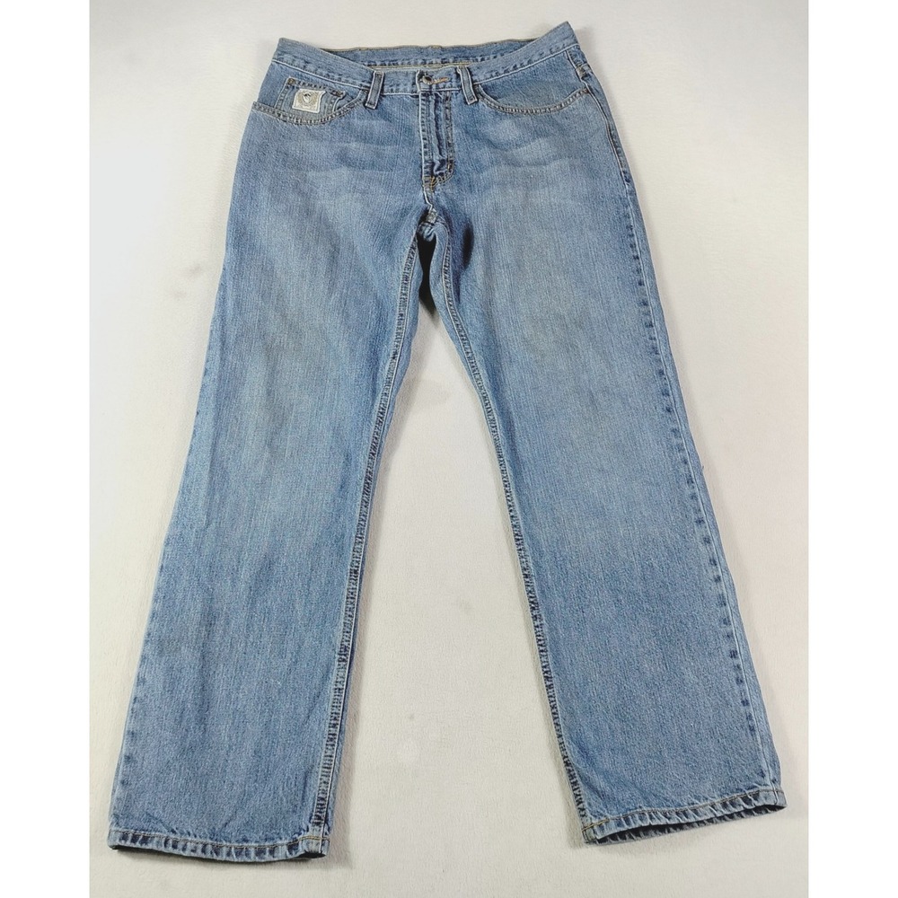 Cinch Up Jeans Mens 34 Light Wash Blue Relaxed Straight Denim Western Cowboy